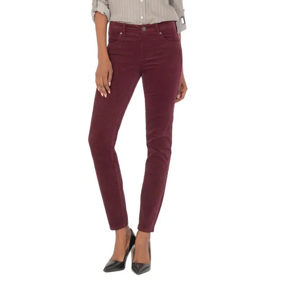 Kut from The Kloth Diana Fab AB Skinny High Rise Wine Corduroy Jeans pants 8P